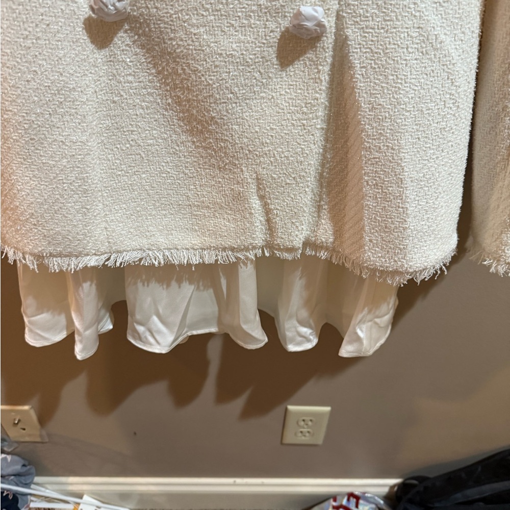 MABLE Cream Tweed Blazer and Skirt Set – Size L (10/12) - Picture 6 of 7